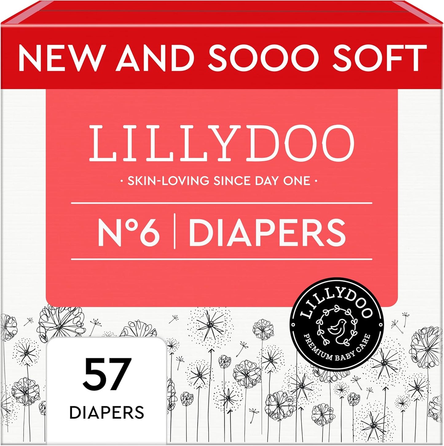 Baby Diapers Size 6 by LILLYDOO - Soft, Absorbent, Leak-Free