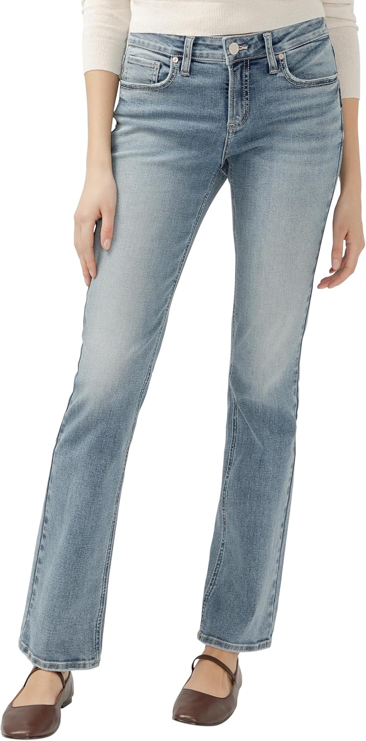 Silver Jeans Co. Women's Elyse Mid Rise Comfort Fit Slim Bootcut