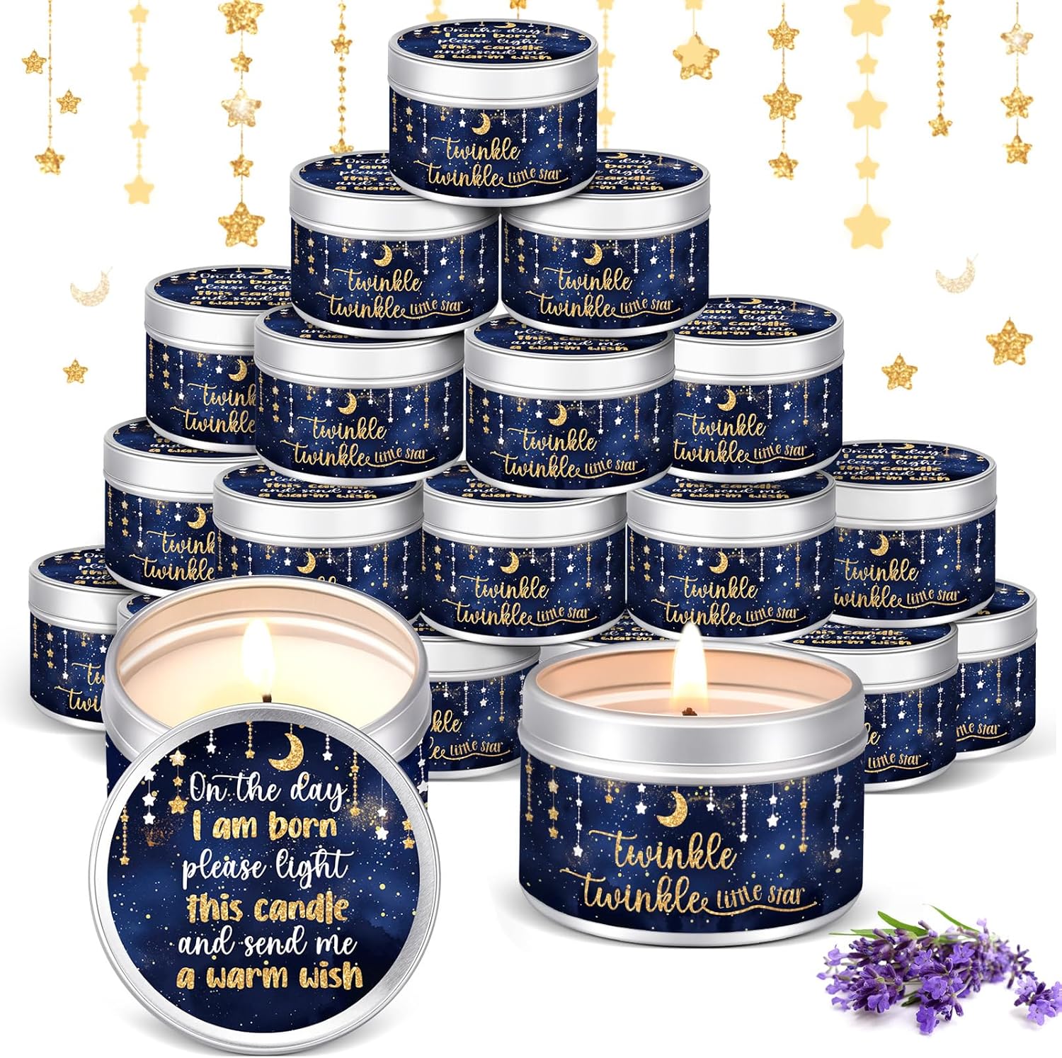 Lavender Scented Baby Shower Candles for Party Favors and Gifts