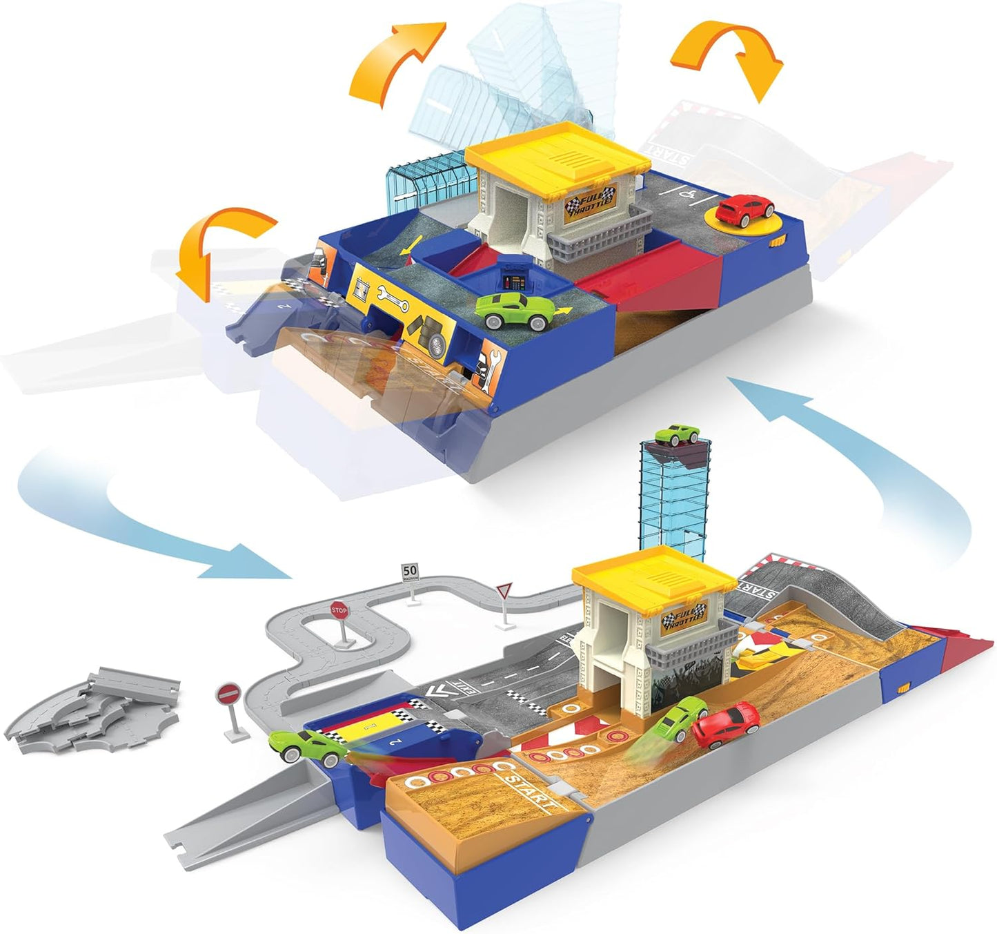 Interactive Race Track Playset - 80-Piece Mini Cars & Elevator - Ages 3+