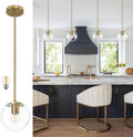 6 Inch Globe Pendant Light for Kitchen Island with Brass Finish
