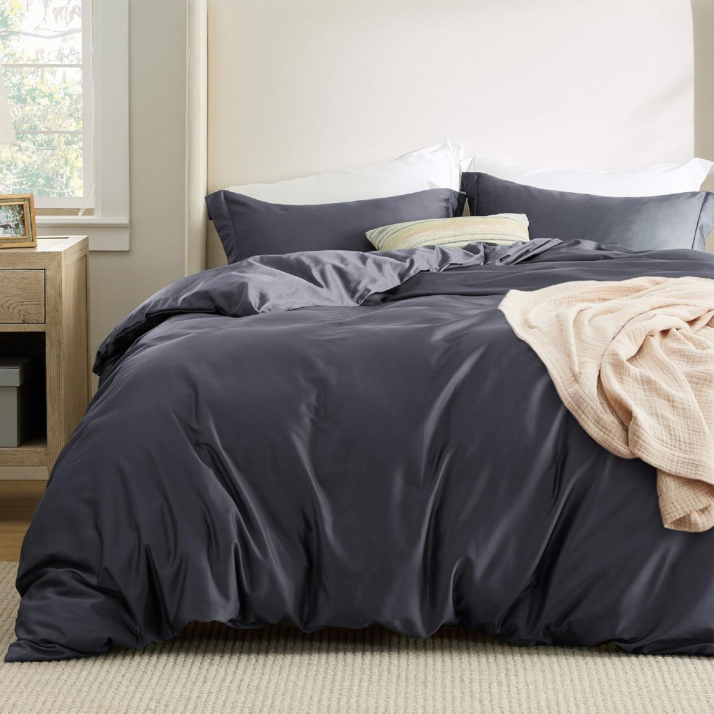 Cooling Duvet Cover Queen Size - Soft Eucalyptus Lyocell Set