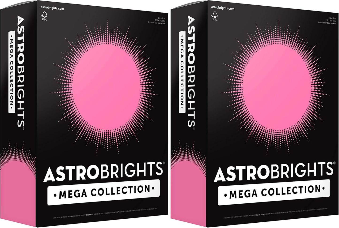 Astrobrights Mega Collection Neon Pink Cardstock, 320 Sheets