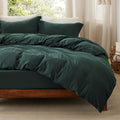 Bedsure Duvet Cover Full Size with Fitted Sheet - Soft Forest Green