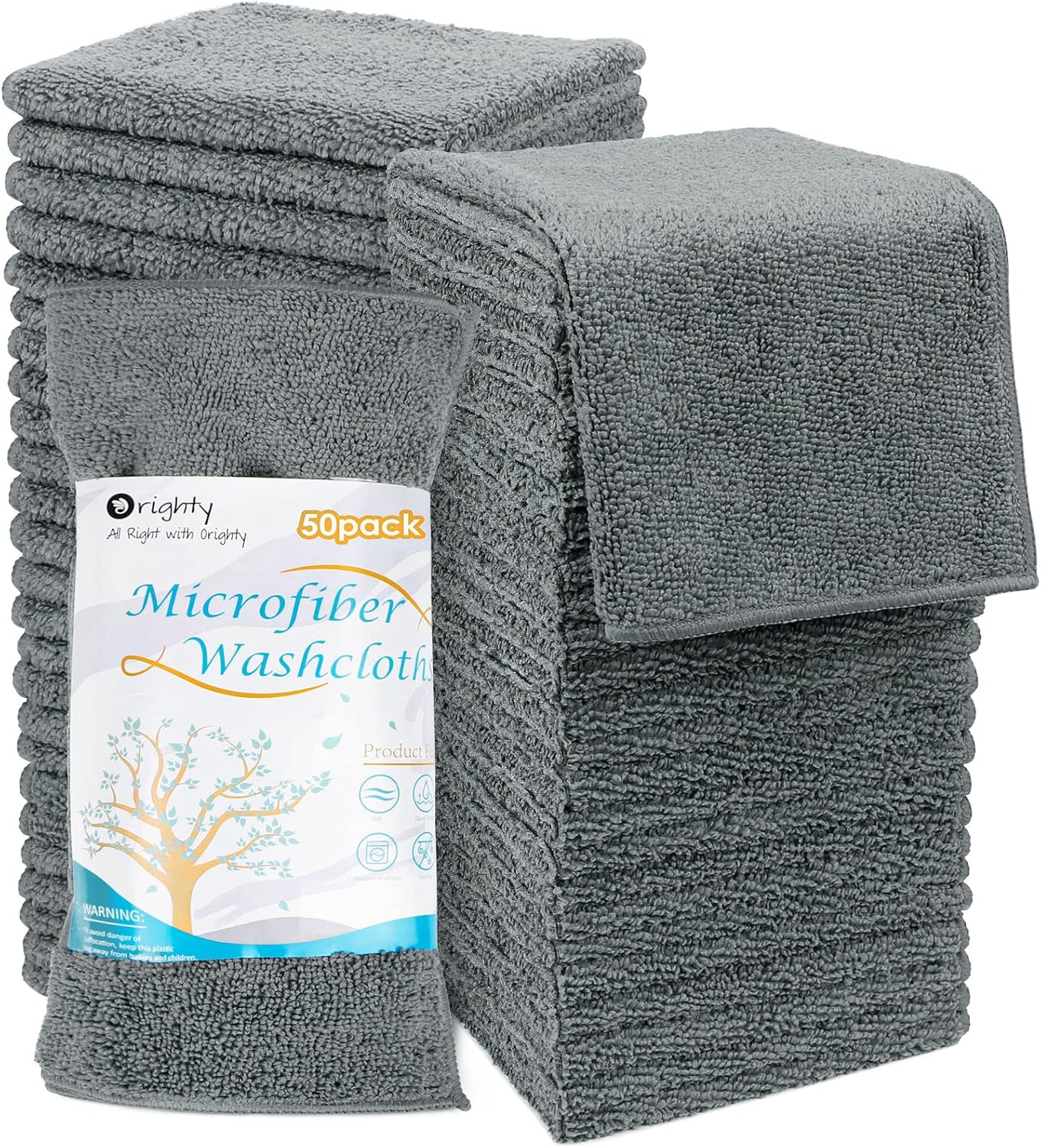 Ultra-Absorbent Microfiber Washcloths 50 Pack