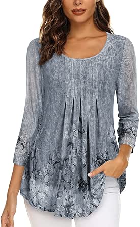 Timeson Women's Casual Floral Double Layers Tunic Tops Review