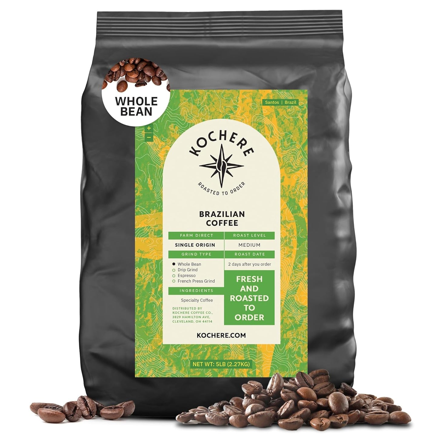 Brazilian Santos Medium Roast Coffee Beans for a Rich Brew