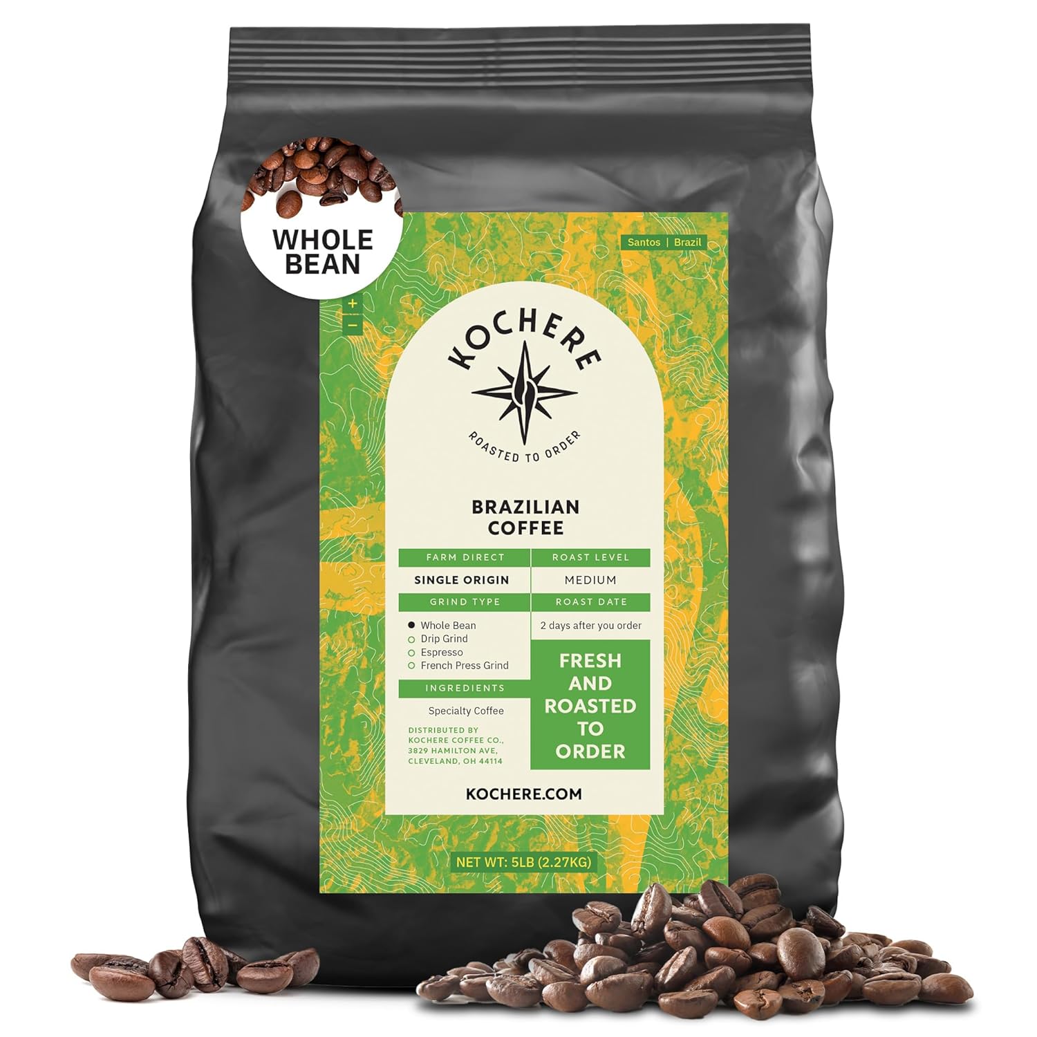Brazilian Santos Medium Roast Coffee Beans for a Rich Brew