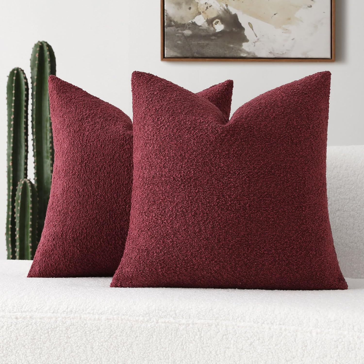 Burgundy Decorative Throw Pillow Covers for Modern Home Decor