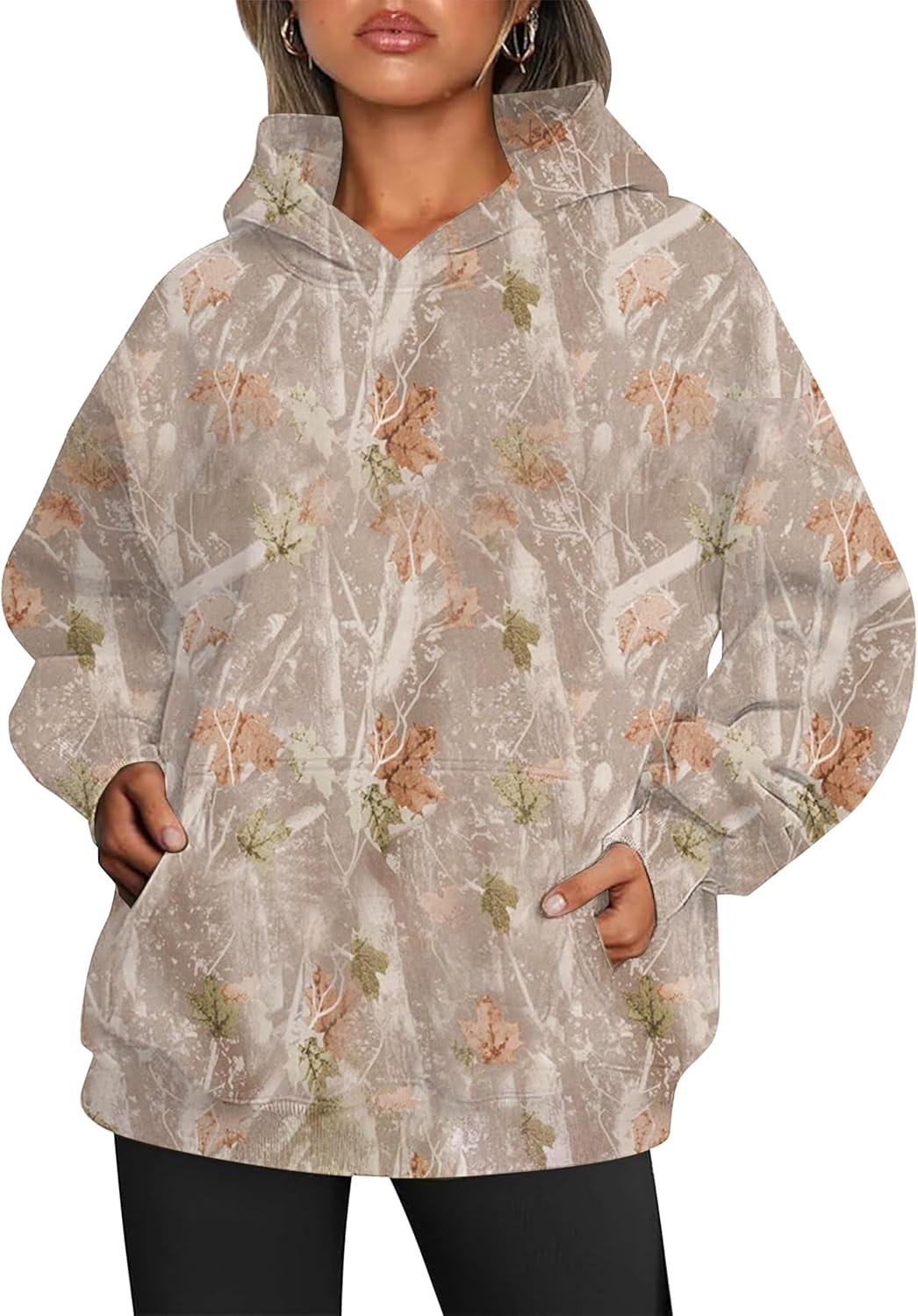 Women Oversized Fleece Camo Hoodies for Casual Fall Style