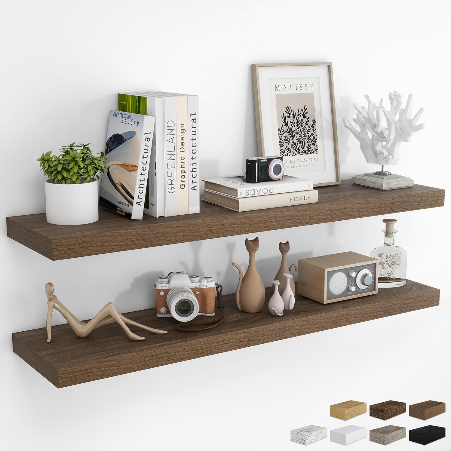 48Inch Floating Shelves for Wall - Rustic Wood Storage Solution