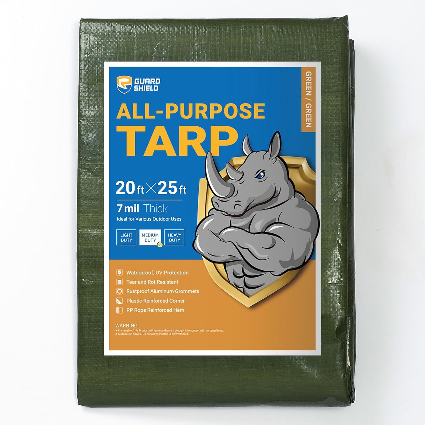 GUARD SHIELD Green Tarp Waterproof 20x25 Feet for All Purpose