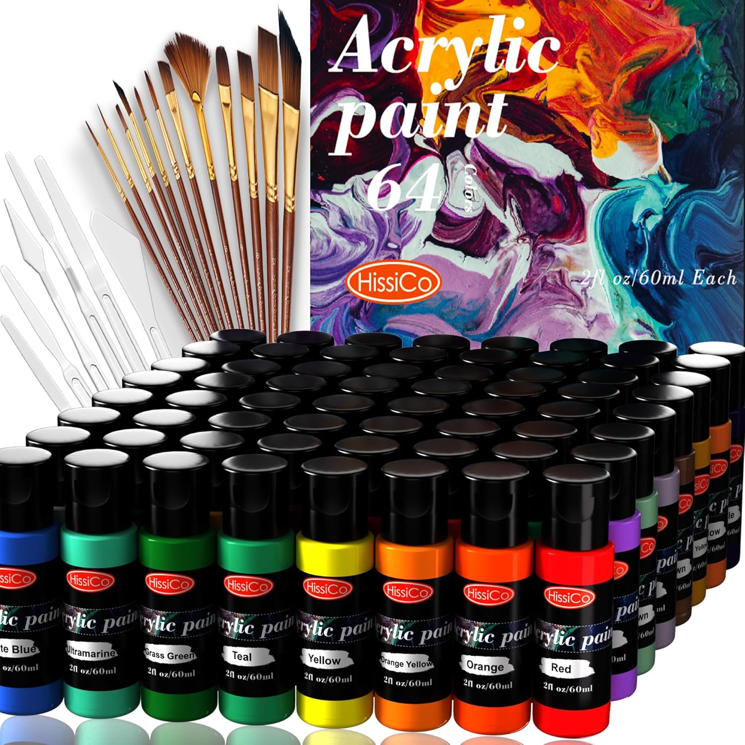 Acrylic Paint Set 76 PCS with 64 Colors for Creative Art