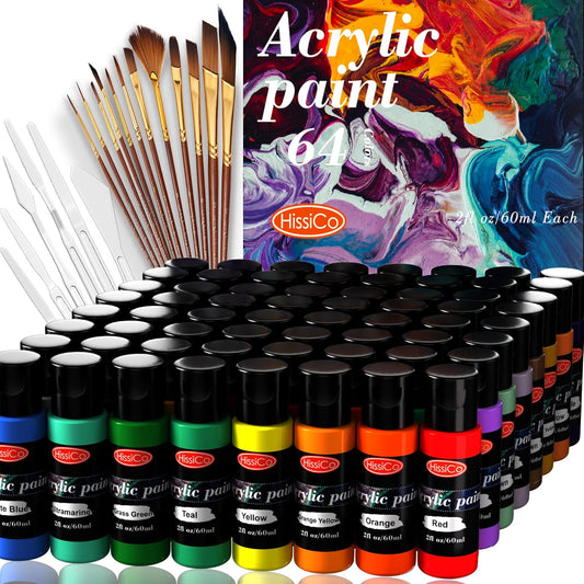 Acrylic Paint Set 76 PCS with 64 Colors for Creative Art