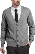 Men's Wool Blend V Neck Cardigan Sweater with Pockets - Warm Layering