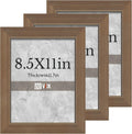 VCK 8.5x11 Brown Picture Frames 3 Pack - Wide Border Wood Design