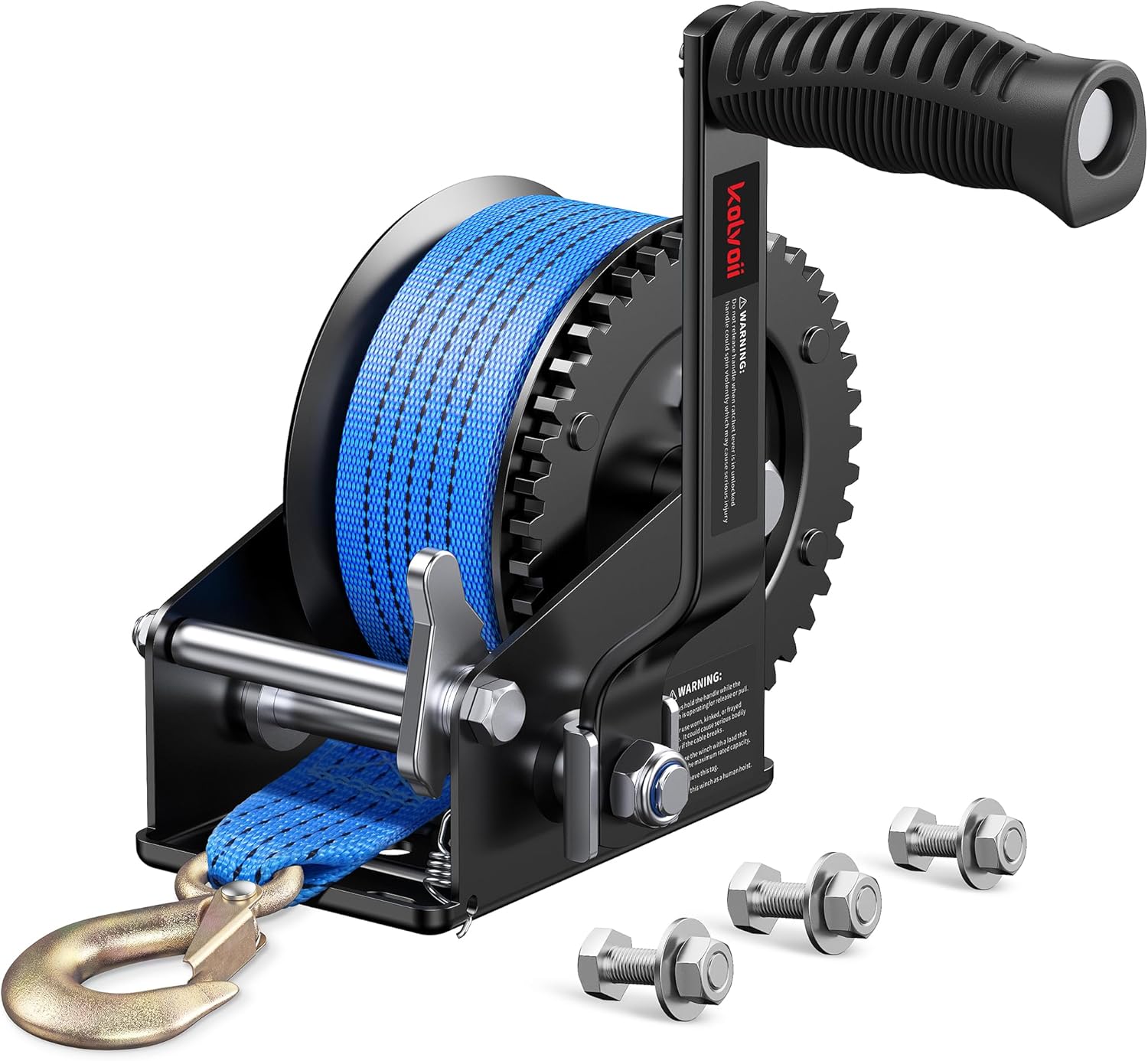 Kolvoii 1200lbs Boat Trailer Winch with 26FT Strap for Easy Use