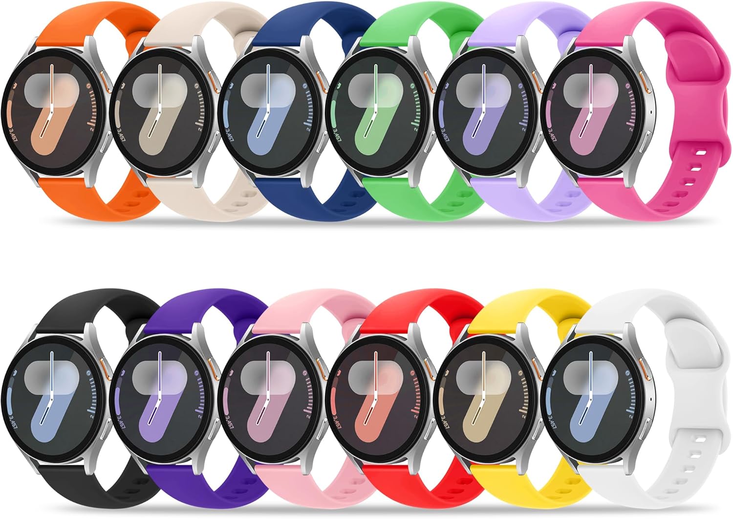 Tiorecime 12-Pack Samsung Galaxy Watch Bands - Soft Silicone Sport Straps