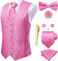 Hi-Tie Silk Mens Suit Vest Set with Tie and Bowtie for Weddings