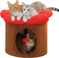 PETEPELA Cat Condo House with Flower Perch - Cozy Multiuse Cat Bed