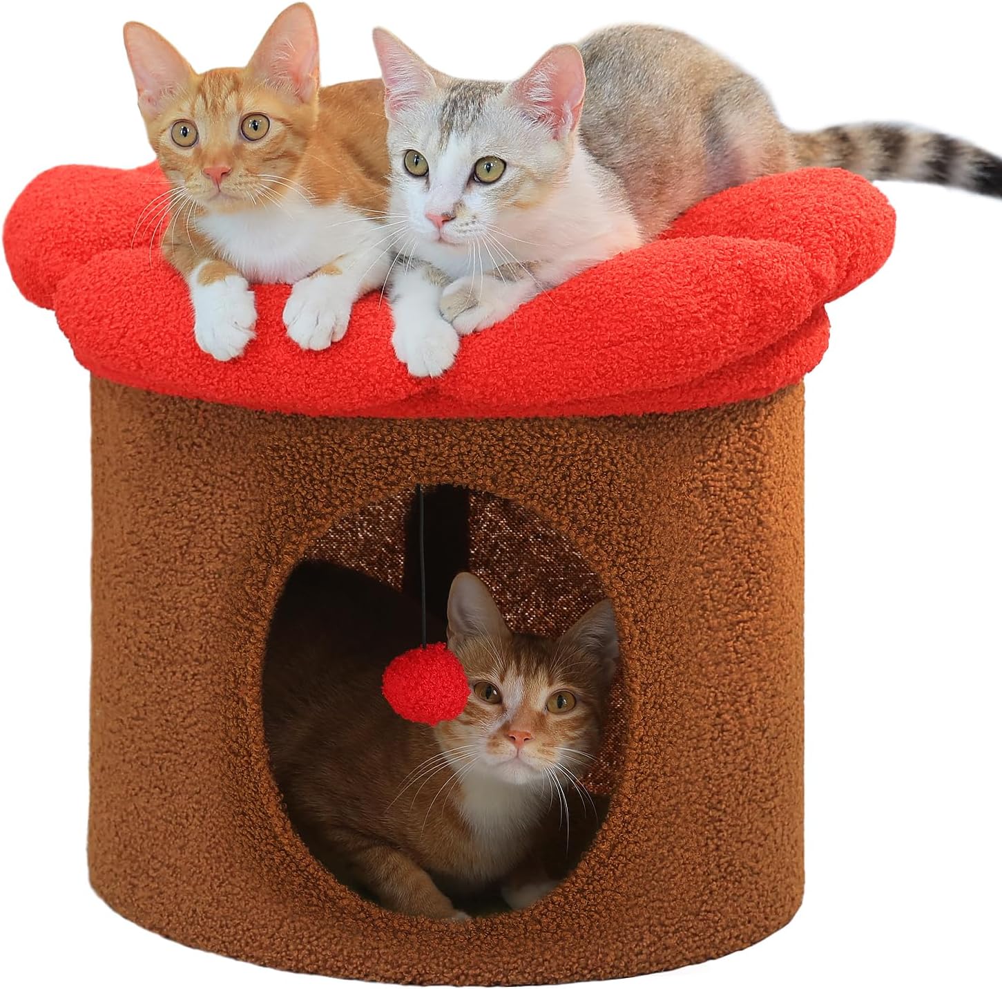 PETEPELA Cat Condo House with Tree, Cave Bed & Cushion - 20 in