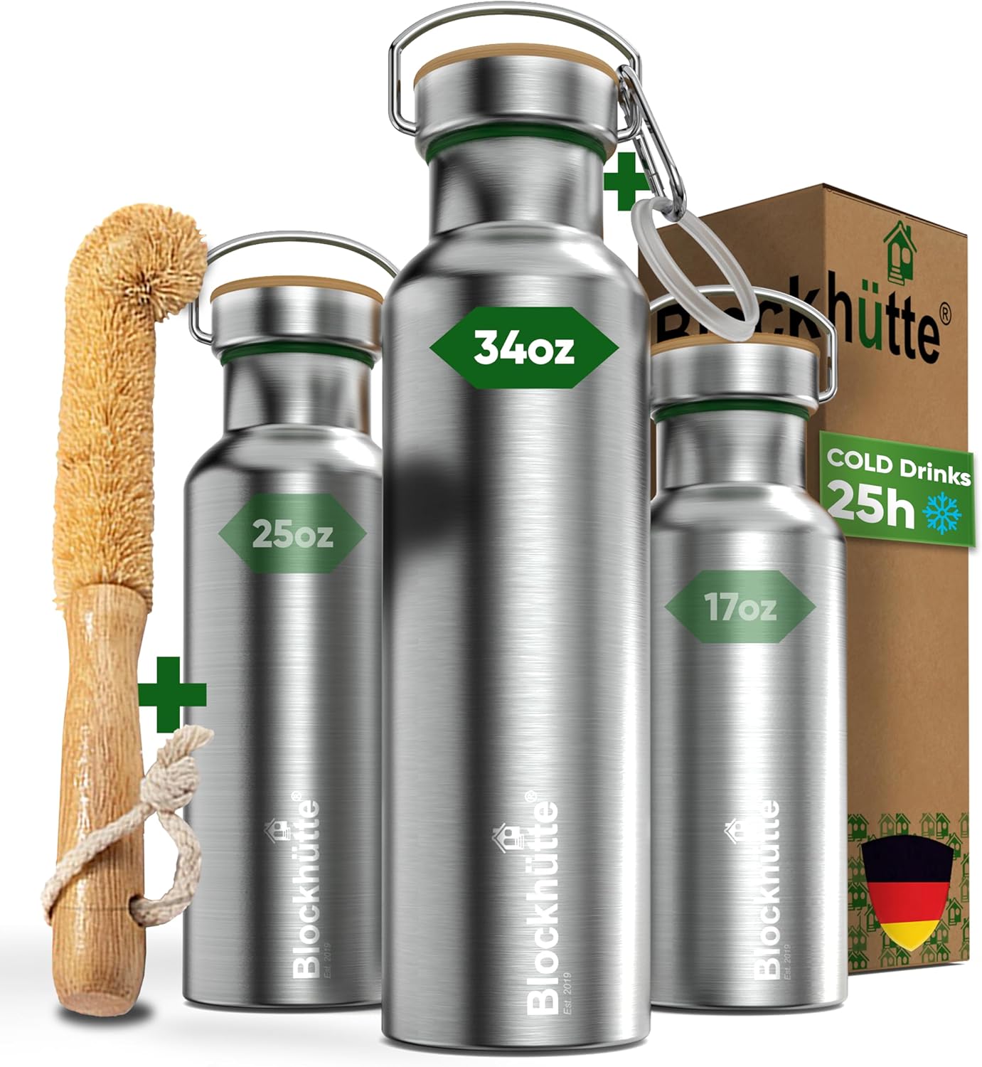 Blockhuette Vacuum Insulated Stainless Steel Water Bottle 34 oz