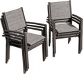 Flamaker Textilene Patio Chairs Set of 6 (Grey) - Stackable Dining