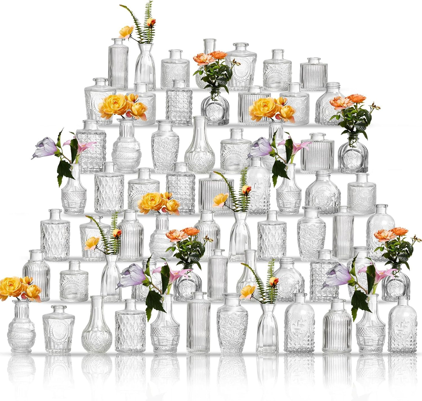 Glass Bud Vases Set of 64 for Elegant Floral Arrangements