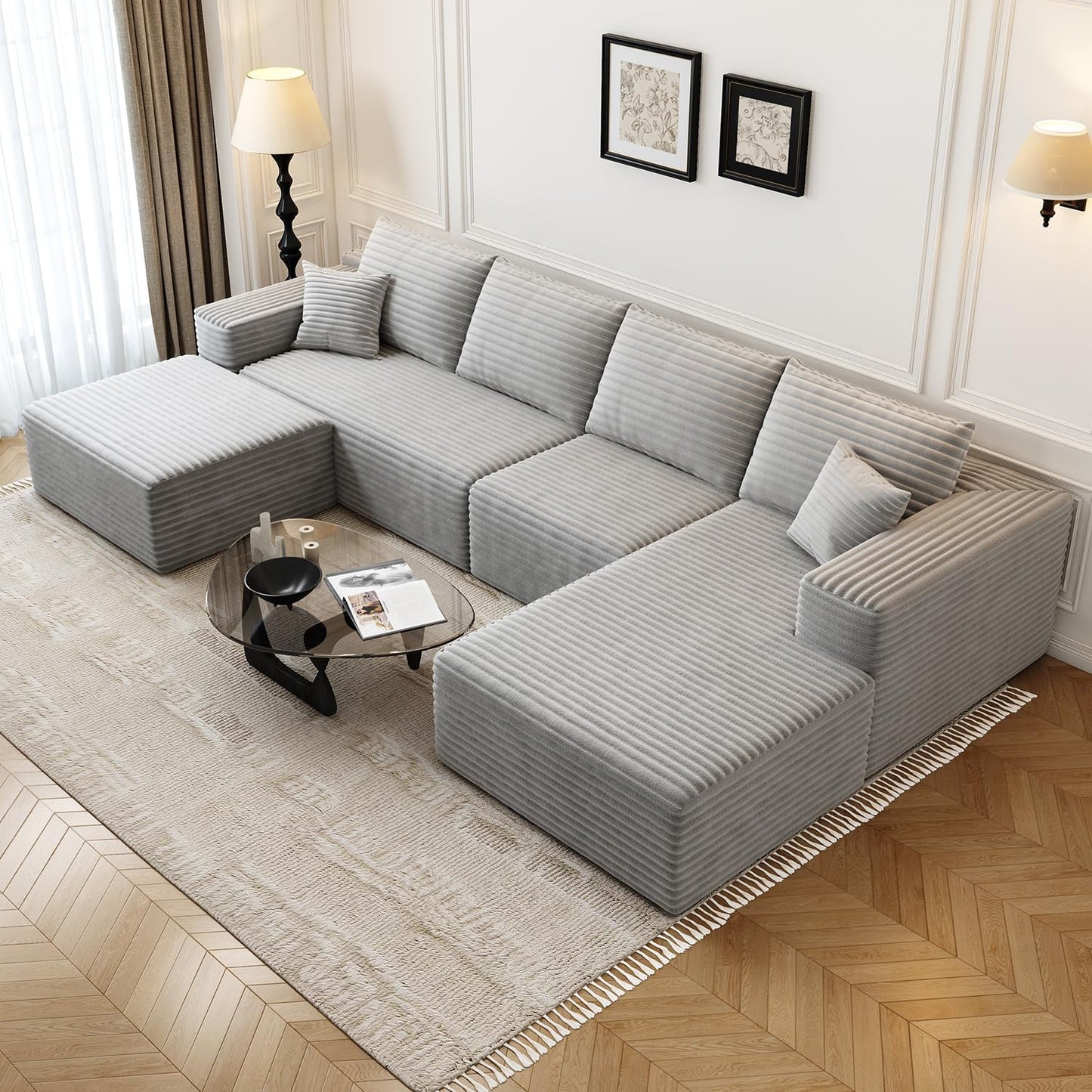 135.4 Cloud Modular Sectional Couch with Ottoman for Comfort