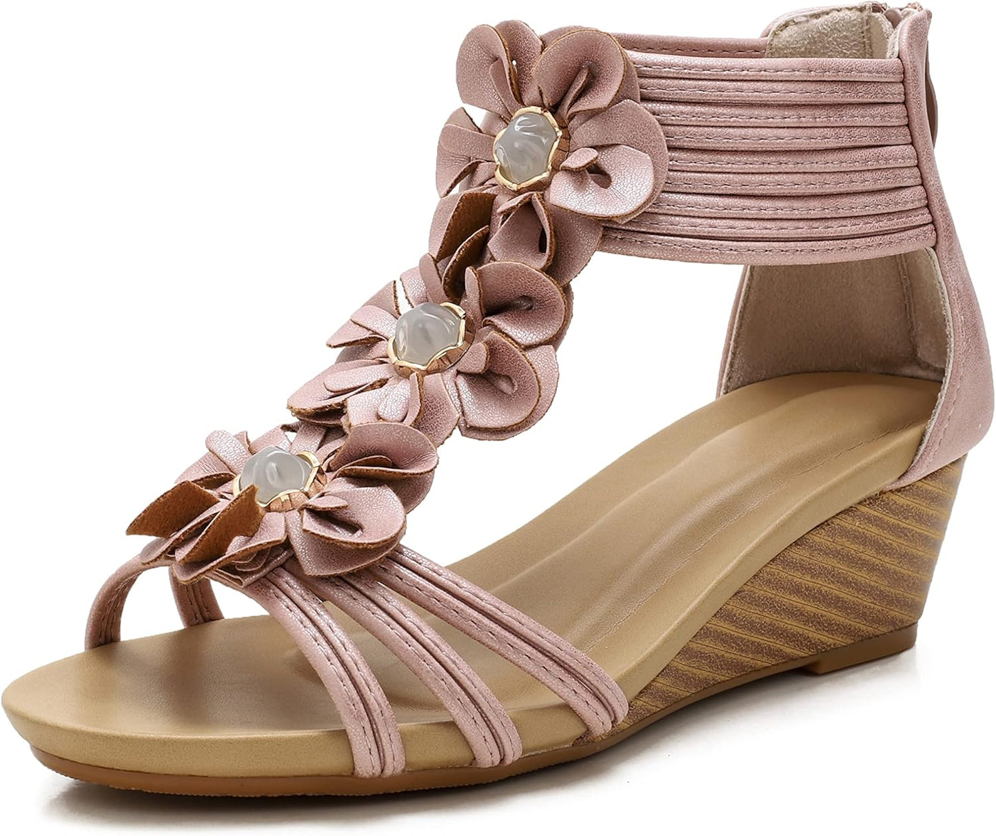 FRALOSHA Wedge Sandals for Women Open Toe Casual Summer Style