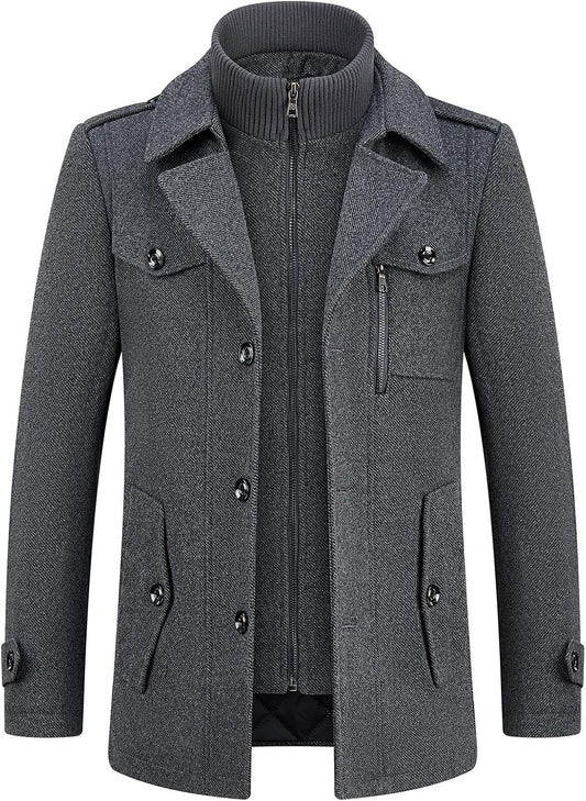 Men's Winter Wool Blend Coat for Casual and Business Wear