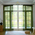 Olive Green Sheer Curtains 84 in 2 Panels - Moody Light Filtering