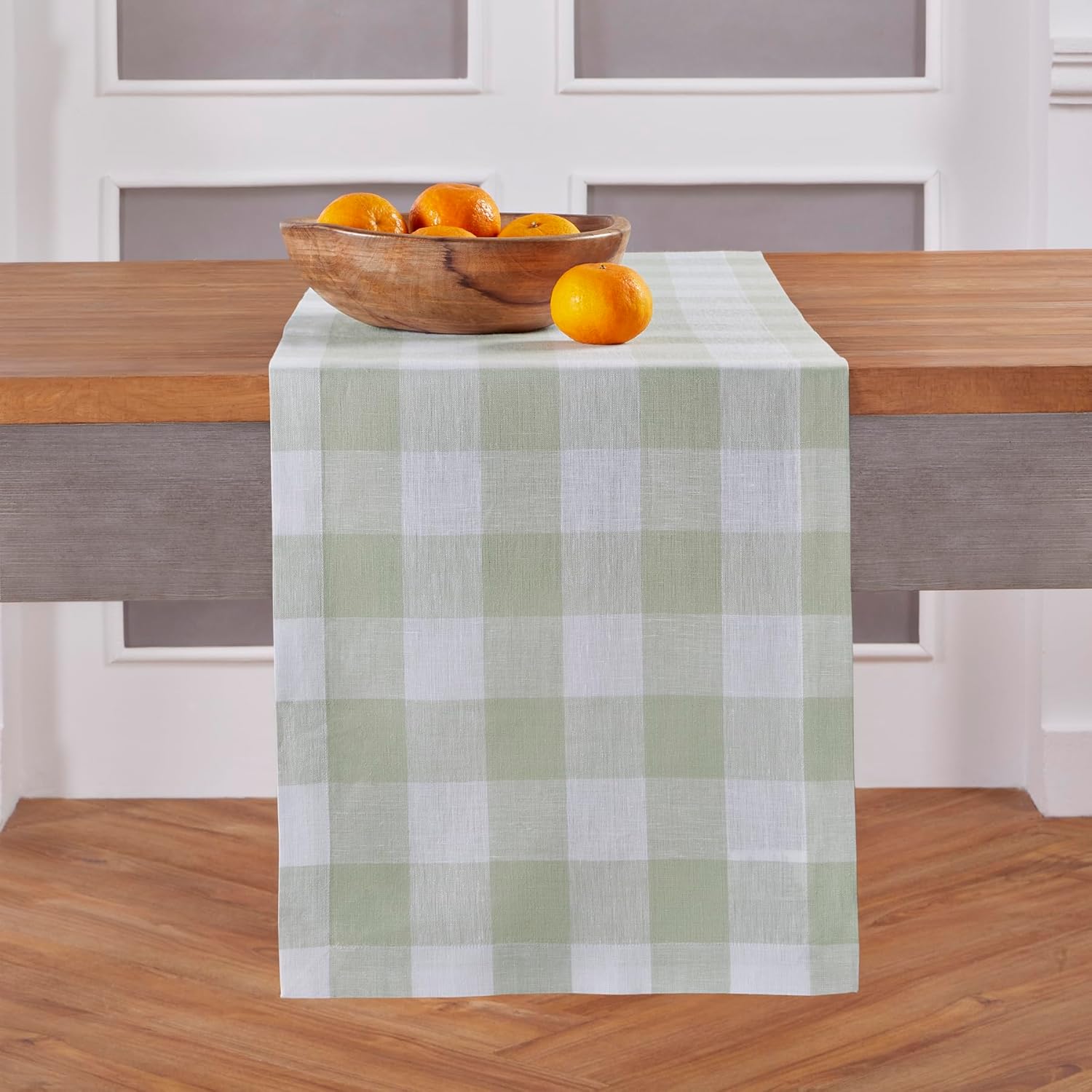 Elegant 100% Pure Linen Buffalo Check Table Runner for Dining