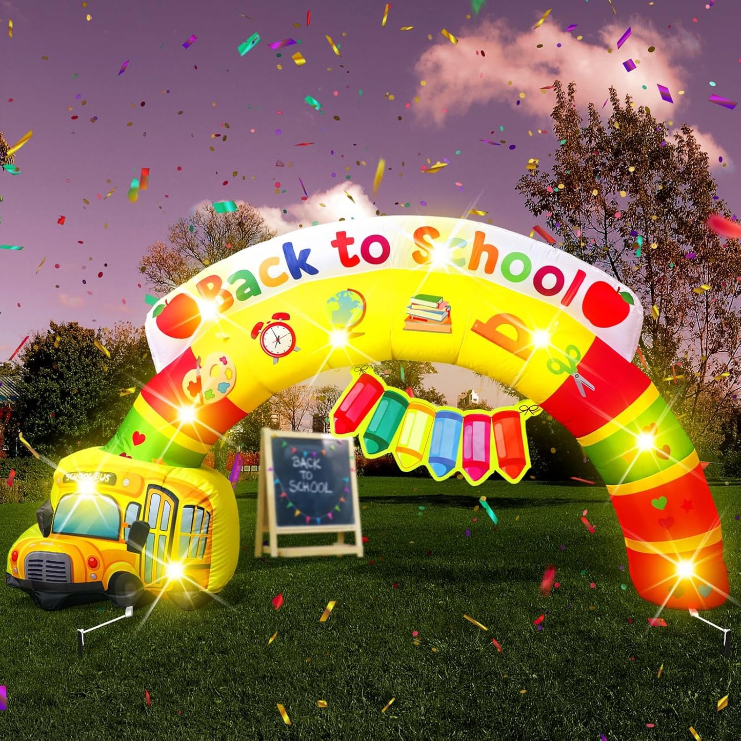 VIHOSE Back to School Inflatables Arch with LED Lights for Decor