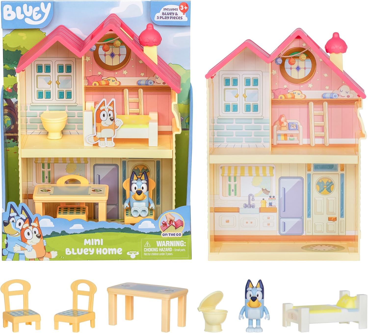 Bluey Mini Home Playset | Portable & Complete | 3 Rooms + Figure