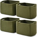Storage Basket for Shelves Small Woven Cotton Rope Baskets - 4 Pack
