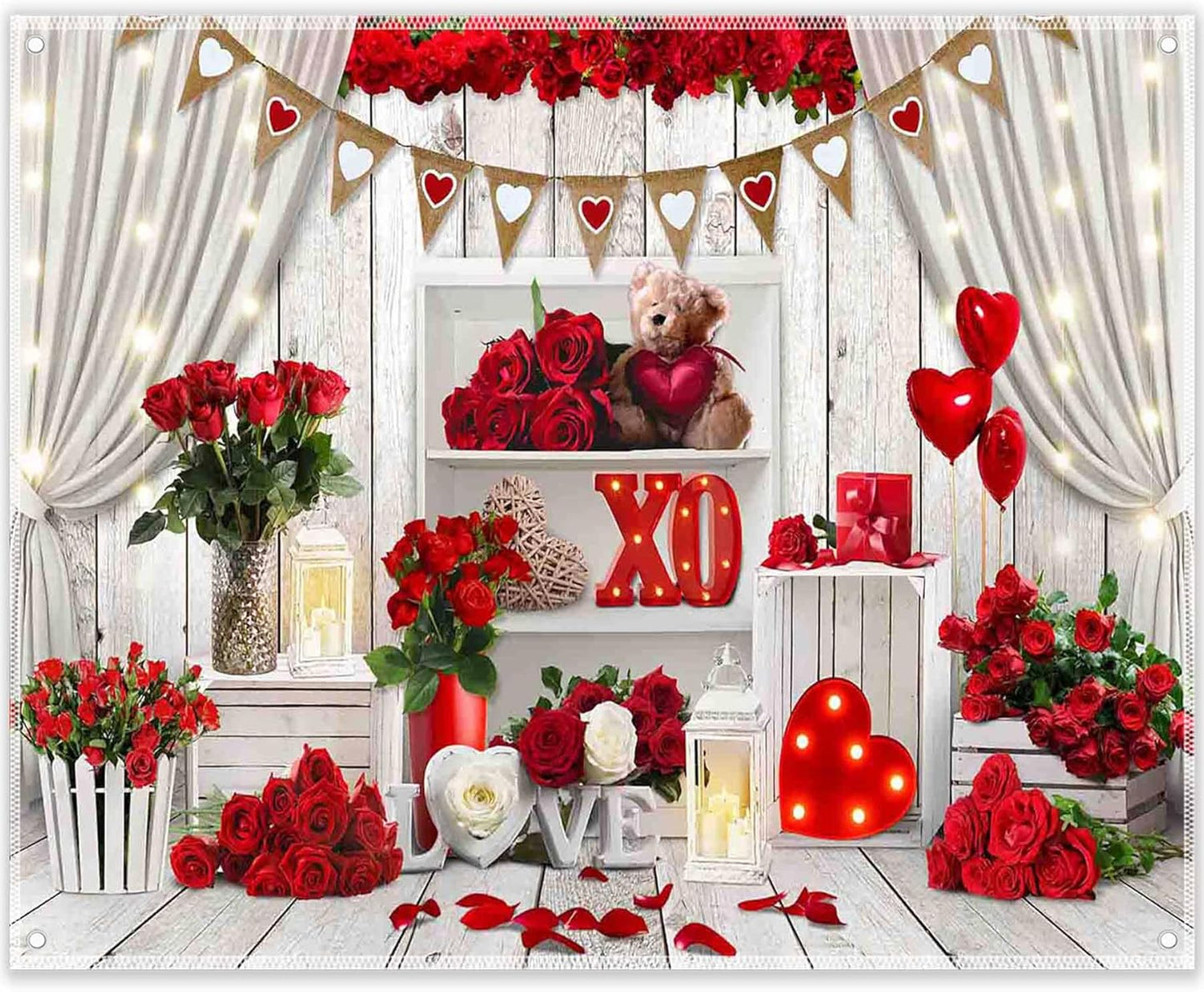 Romantic Red Rose Wood Backdrop - Love In Focus