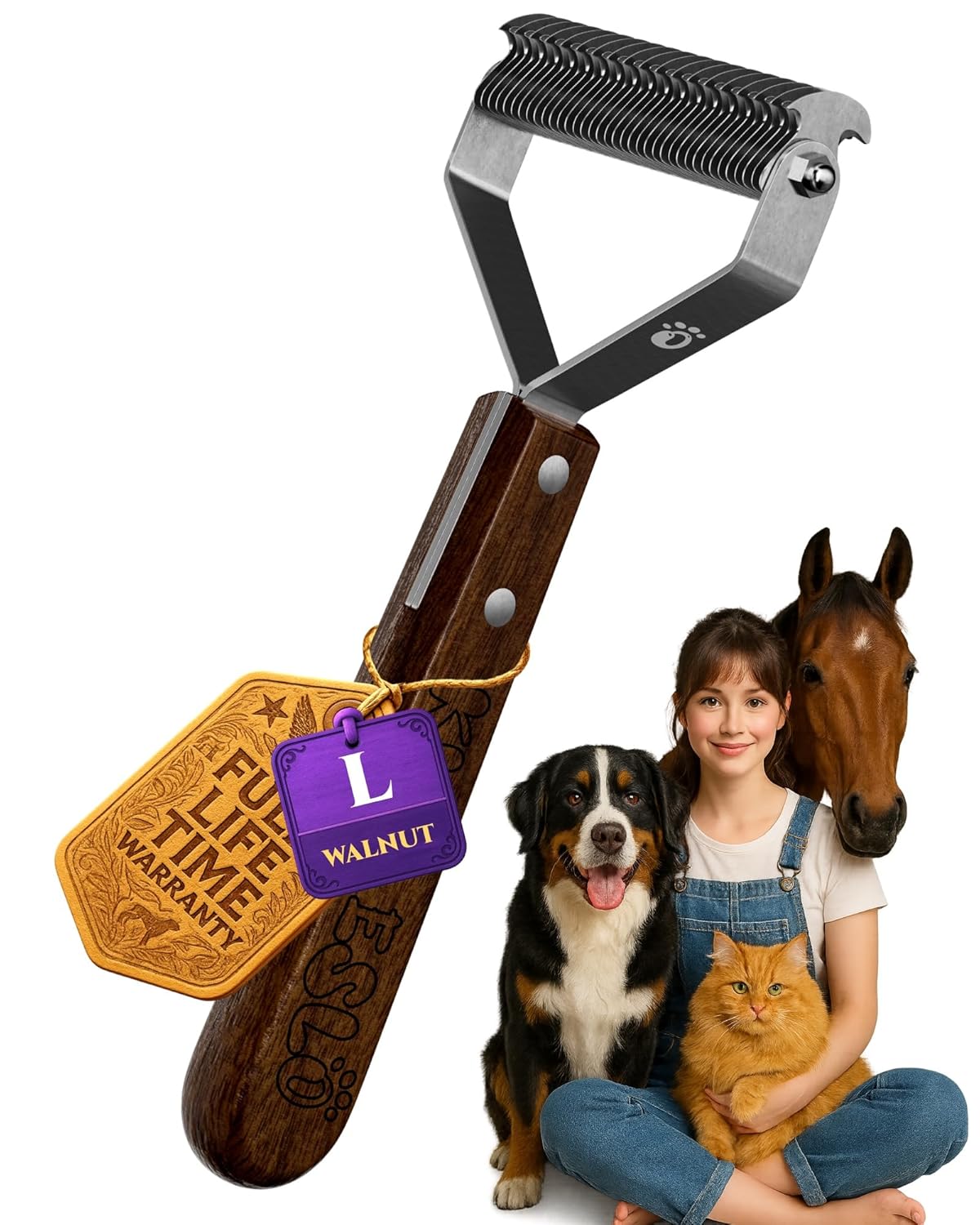 Large Dual-Sided Dog and Cat Brush for Shedding and Grooming