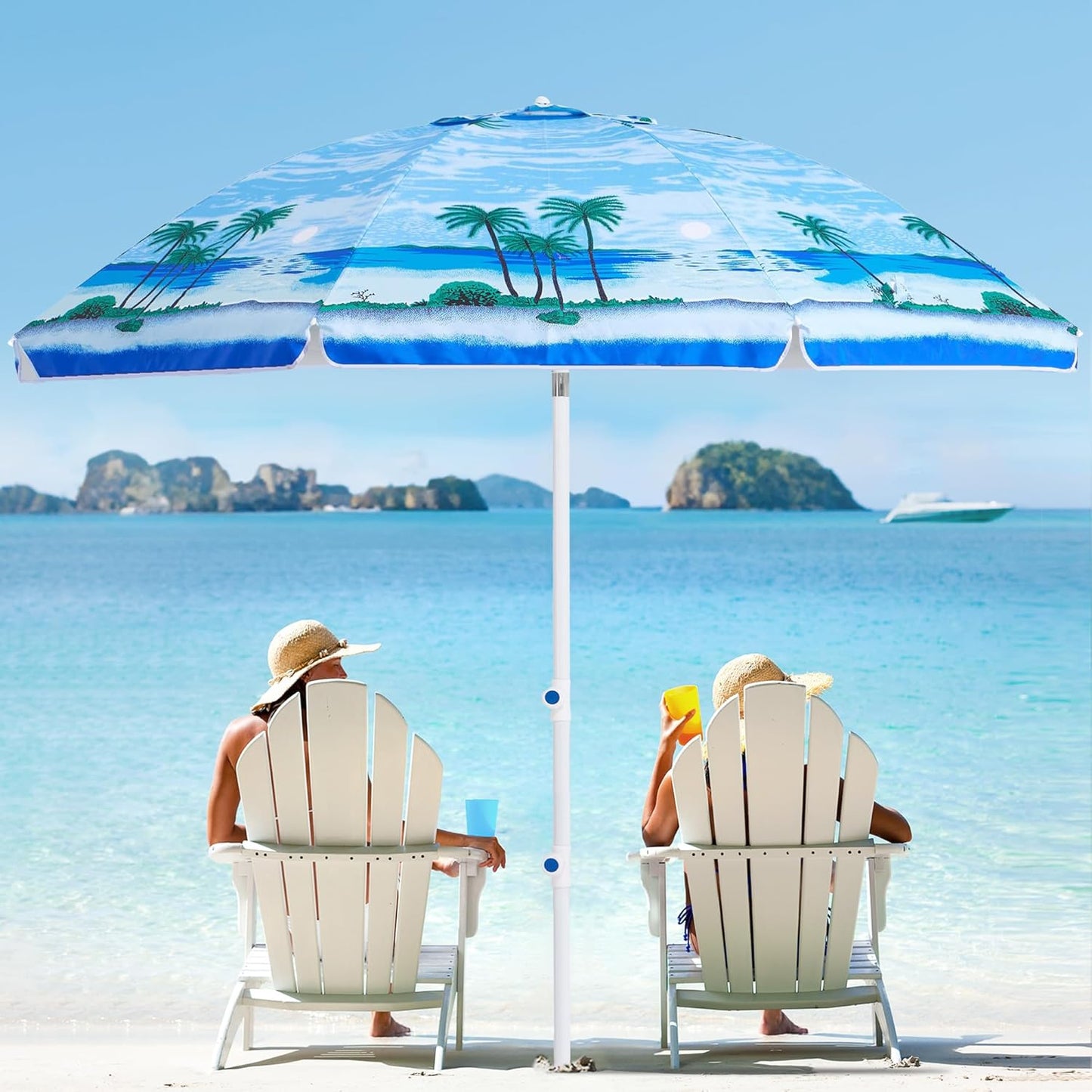 MEWAY 8.5ft Beach Umbrella with UV Protection & Tilt Mechanism