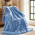 Faux Fur Throw Blanket 50 in x 60 in - Cozy Plush Rabbit Fur Throw