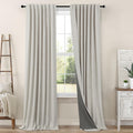Black Out Linen Curtains 108 in Long Pair - Total Blackout, Thermal