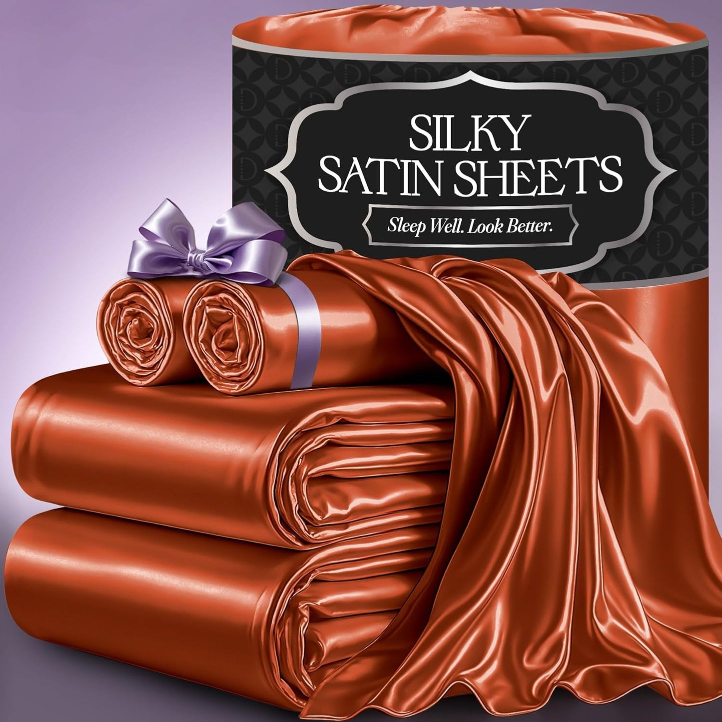 DECOLURE Satin Bed Sheets - Luxury Silky King Size Set