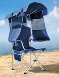 Beach Chair with Canopy Shade - Folding Camping Chair with Cup Holder