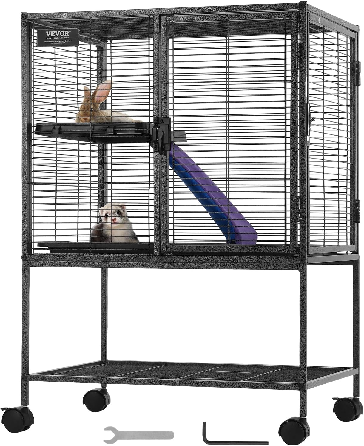 VEVOR 34in Rolling Metal Ferret Cage for Small Animals