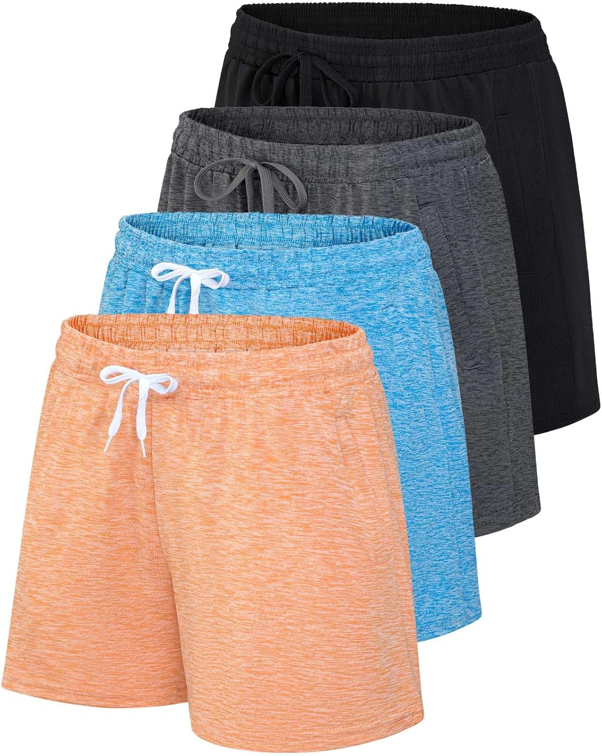 Womens Athletic Dry-Fit Lounge Shorts with Zipper Pockets