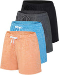 Womens Athletic Dry-Fit Lounge Shorts 4 Pack - Comfortable Zip