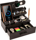Granite Black Wood Phone Docking Station for Men - Desk Organizer
