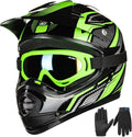 Youth ATV Motocross Helmet with Goggles and Gloves - DOT Youth-L