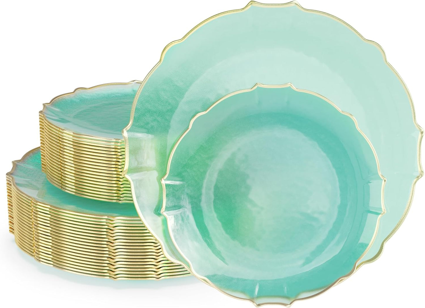 Exquisite Tinted Plates 80 Piece Set for Elegant Parties