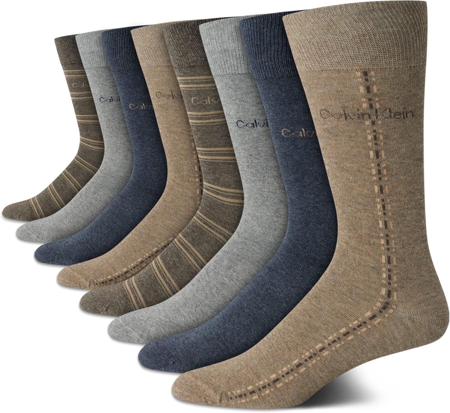 Calvin Klein Men's Dress Socks - 8 Pack Breathable Cotton Blend